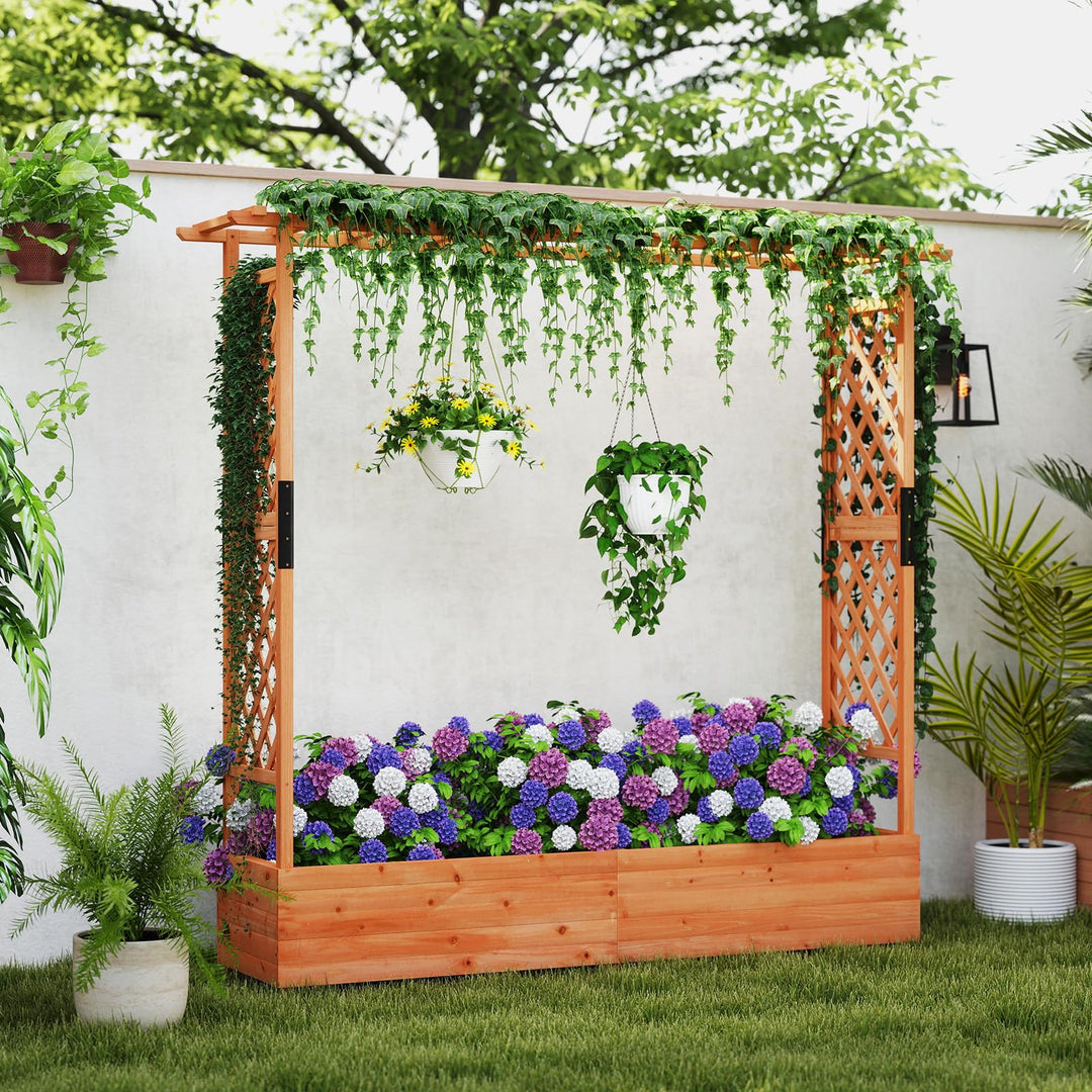 Giantex Raised Garden Bed with Trellis and Hanging Roof