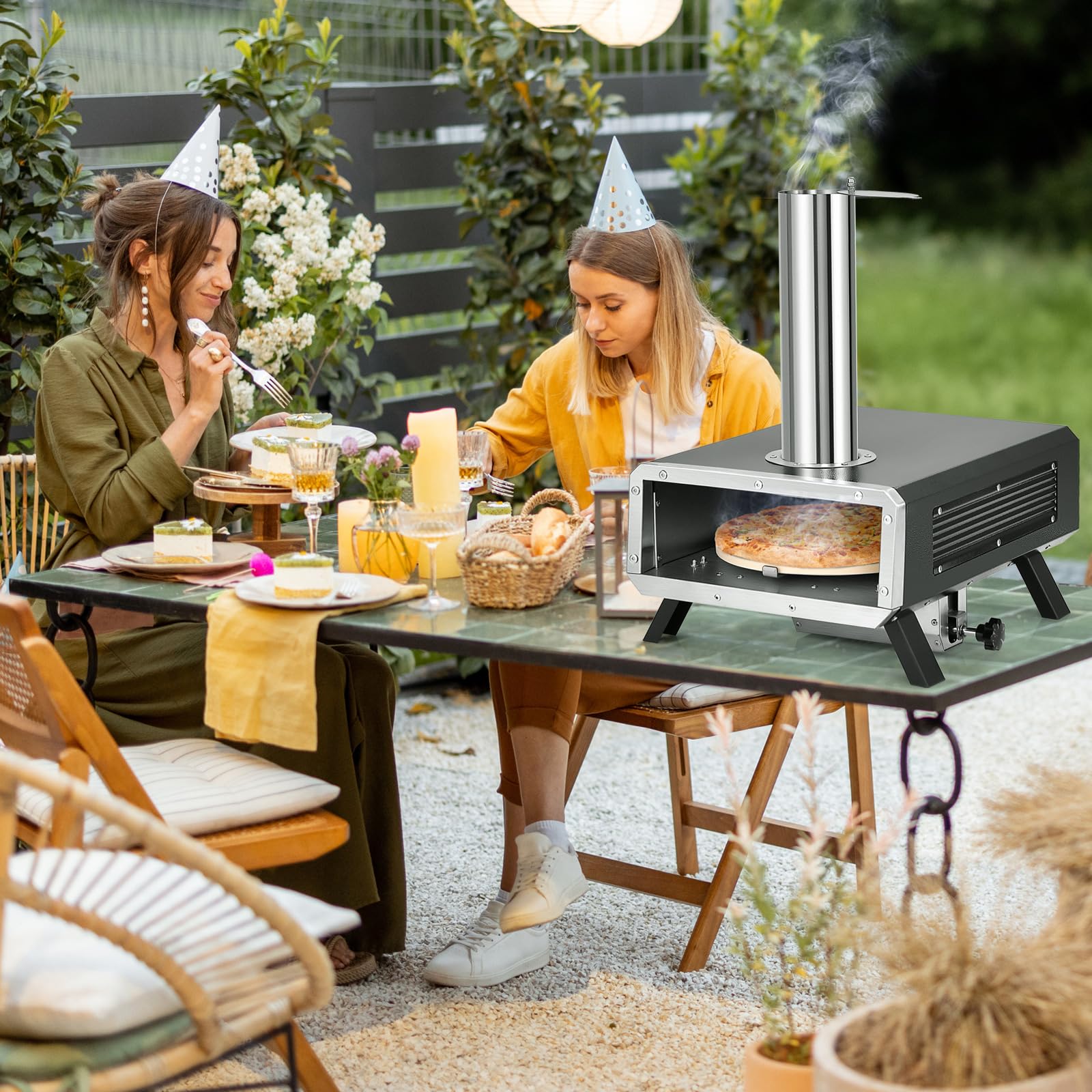 Giantex Pizza Oven Outdoor - 360° Rotating Pizza Stone