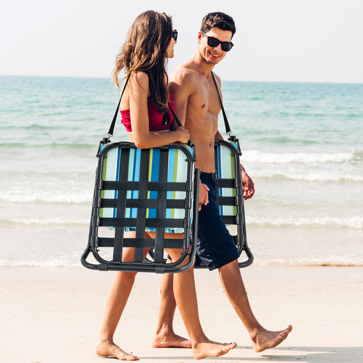 Giantex 2/4-Pack Beach Chairs for Adults, Folding Camping Chairs with Aluminum Frame, Quick-Drying Cotton Cushion