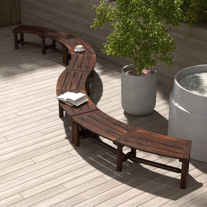 Giantex Wooden Outdoor Bench for 2-Person - Fire Pit Chair Bench