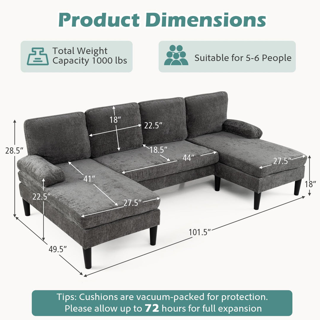 Giantex Sectional Couch for Living Room U-Shaped Sofa