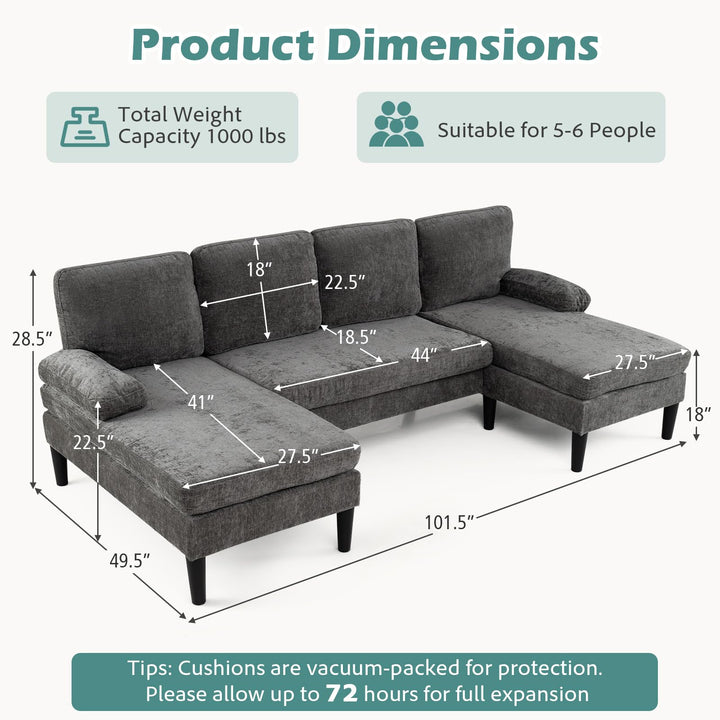 Giantex Sectional Couch for Living Room U-Shaped Sofa