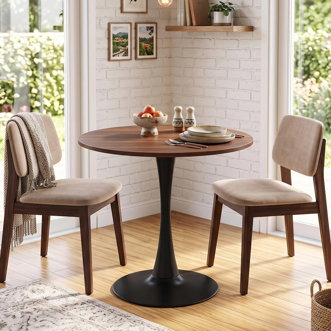 31.5-Inch Tulip Table for 2-4 with Thickened Table and Metal Pedestal for Small Spaces