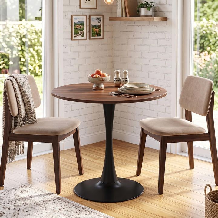 31.5-Inch Tulip Table for 2-4 with Thickened Table and Metal Pedestal for Small Spaces