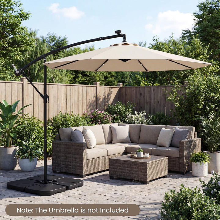 Giantex 4-Piece Fillable Offset Umbrella Base | 238 lbs Heavy Duty HDPE Cantilever Patio Umbrella Stand