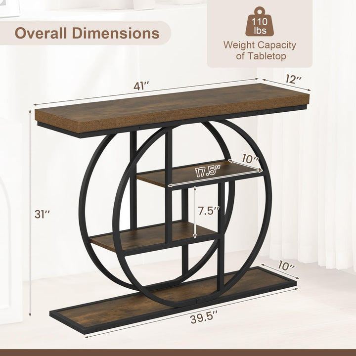 Giantex 41" Industrial Console Table | 4-Tier Narrow Entryway Table with Storage Shelves