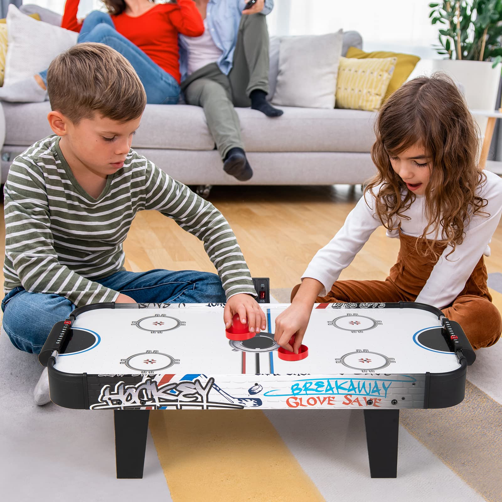 Giantex 42" Air Hockey Table, with 2 Pucks, 2 Pushers, LED Electronic Scoring