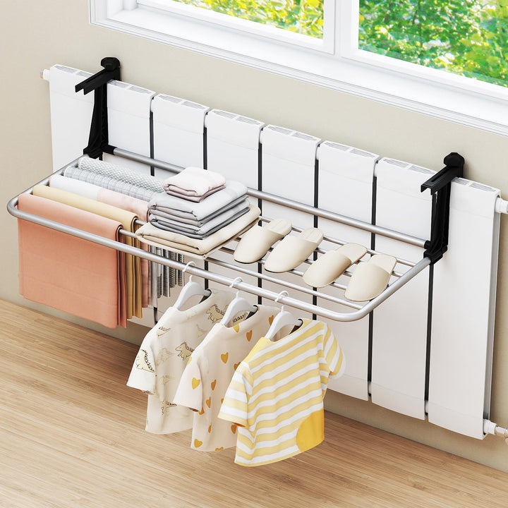 Giantex Aluminum Hanging Laundry Rack with Adjustable and Foldable Brackets (37" L)