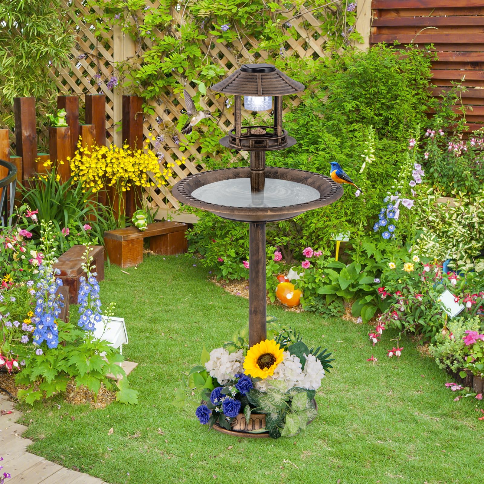 Giantex 42 inch Bird Bath Solar Lighted