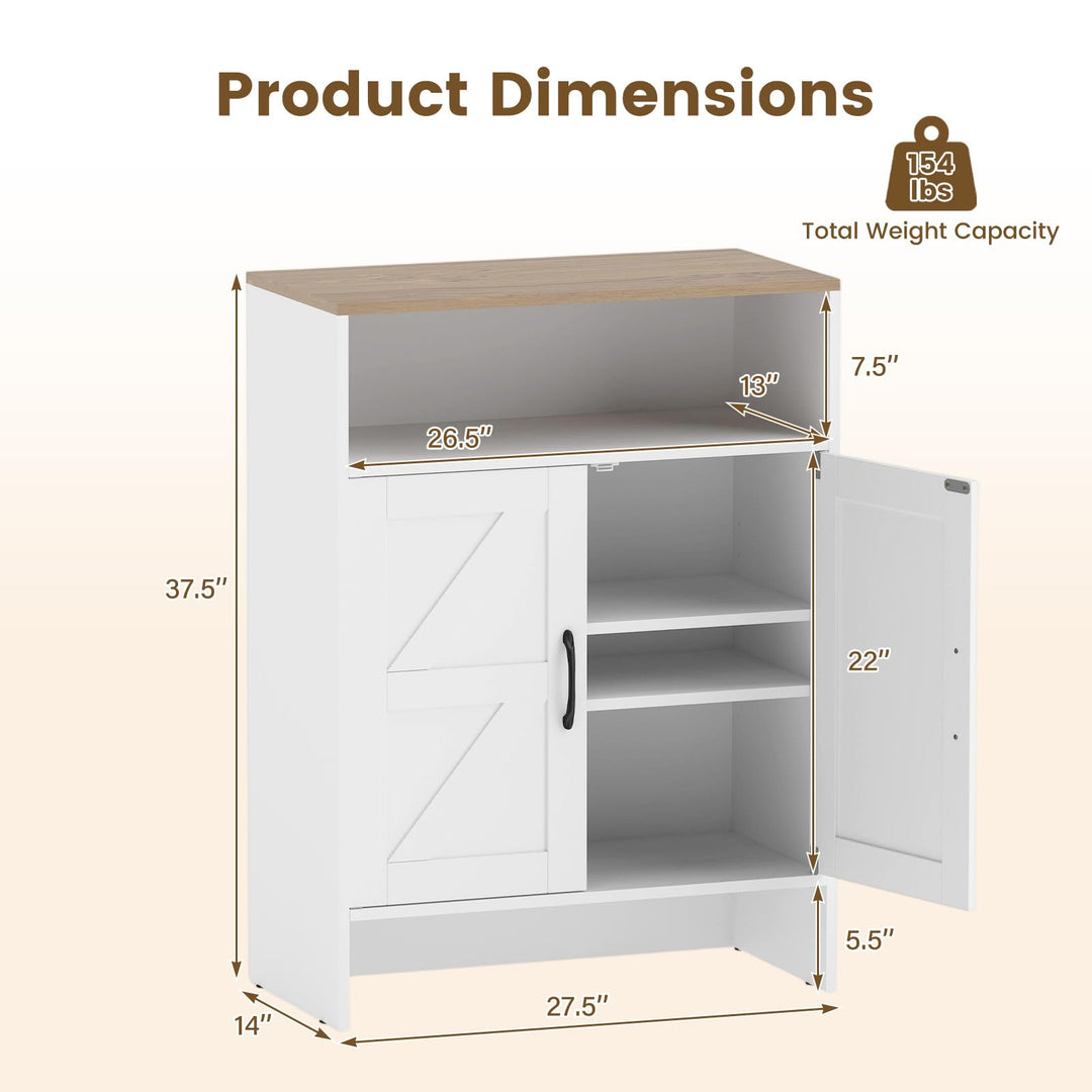 GIANTEX Shoe Cabinet with 2 Barn Doors and 2 Adjustable Shelves