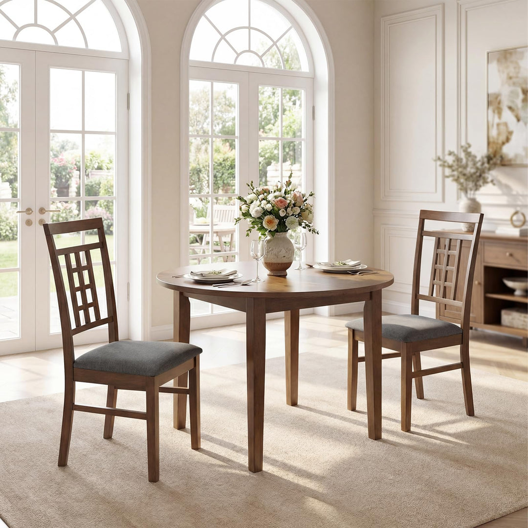 Giantex Farmhouse Kitchen Chairs with Upholstered Cushioned Seat and Lattice Back