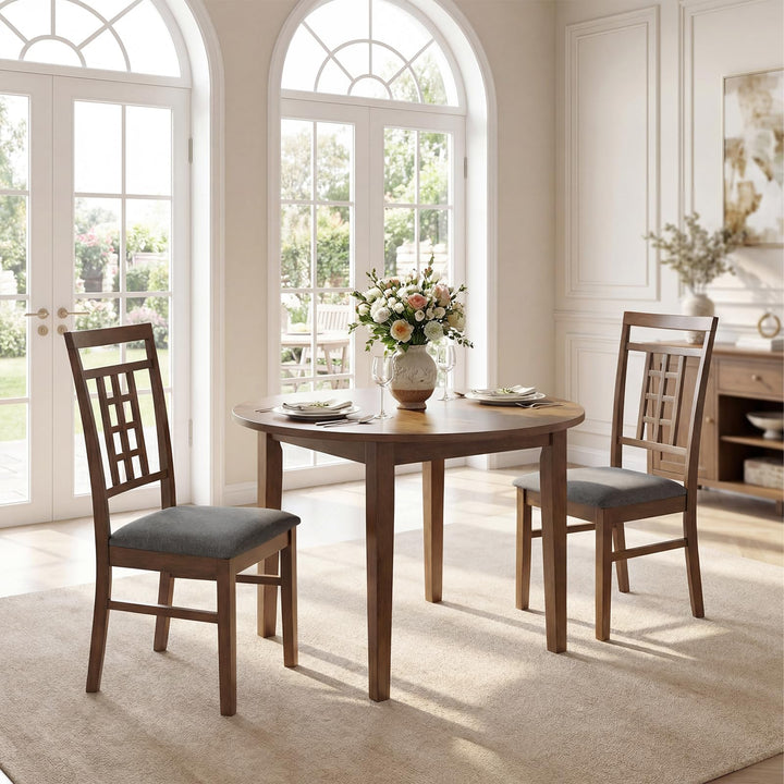 Giantex Farmhouse Kitchen Chairs with Upholstered Cushioned Seat and Lattice Back