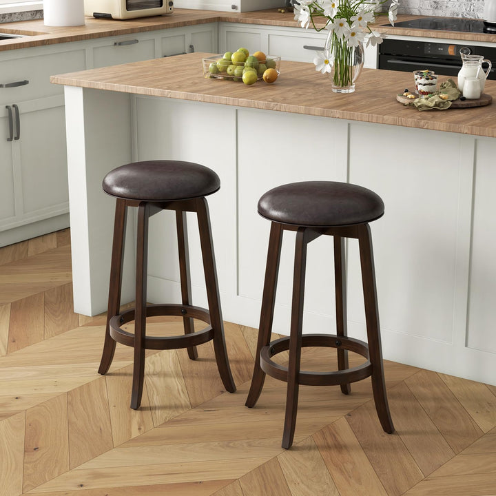Giantex Bar Stools Set， 29"/ 24"  Bar Height Bar Stools w/ 360° Swivel Round Seat & Footrest