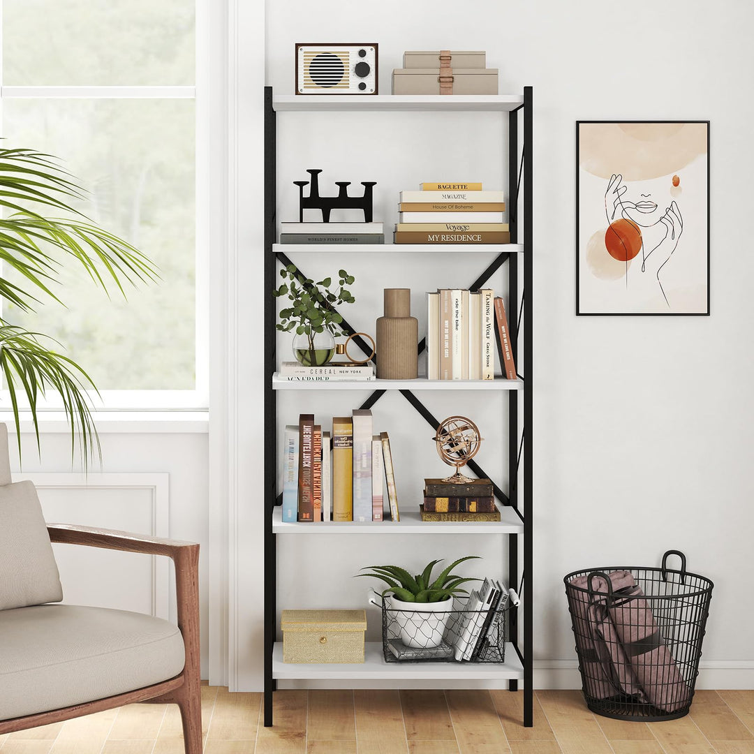 Giantex 5-Tier Tall Industrial Bookcase with Heavy-Duty Metal Frame (1/2)