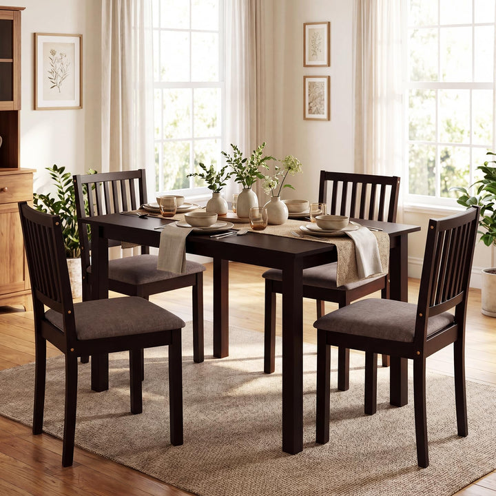 Giantex Dining Table Set for 4 | Rectangular Kitchen Table Set w/4 Upholstered Chairs
