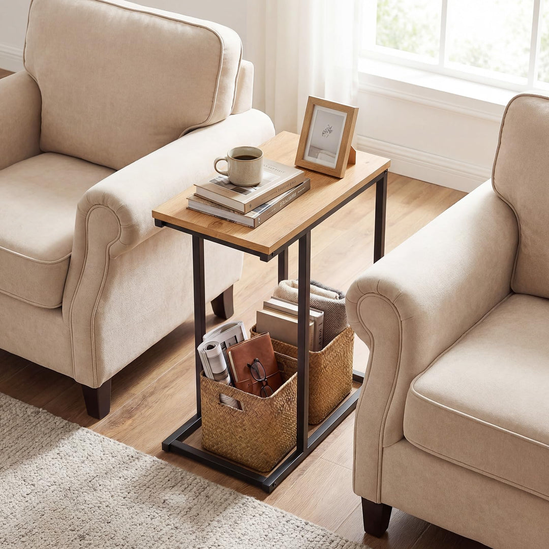 Giantex Small Sofa Couch Side Table That Slide Under with Metal Frame &amp; Spacious Tabletop
