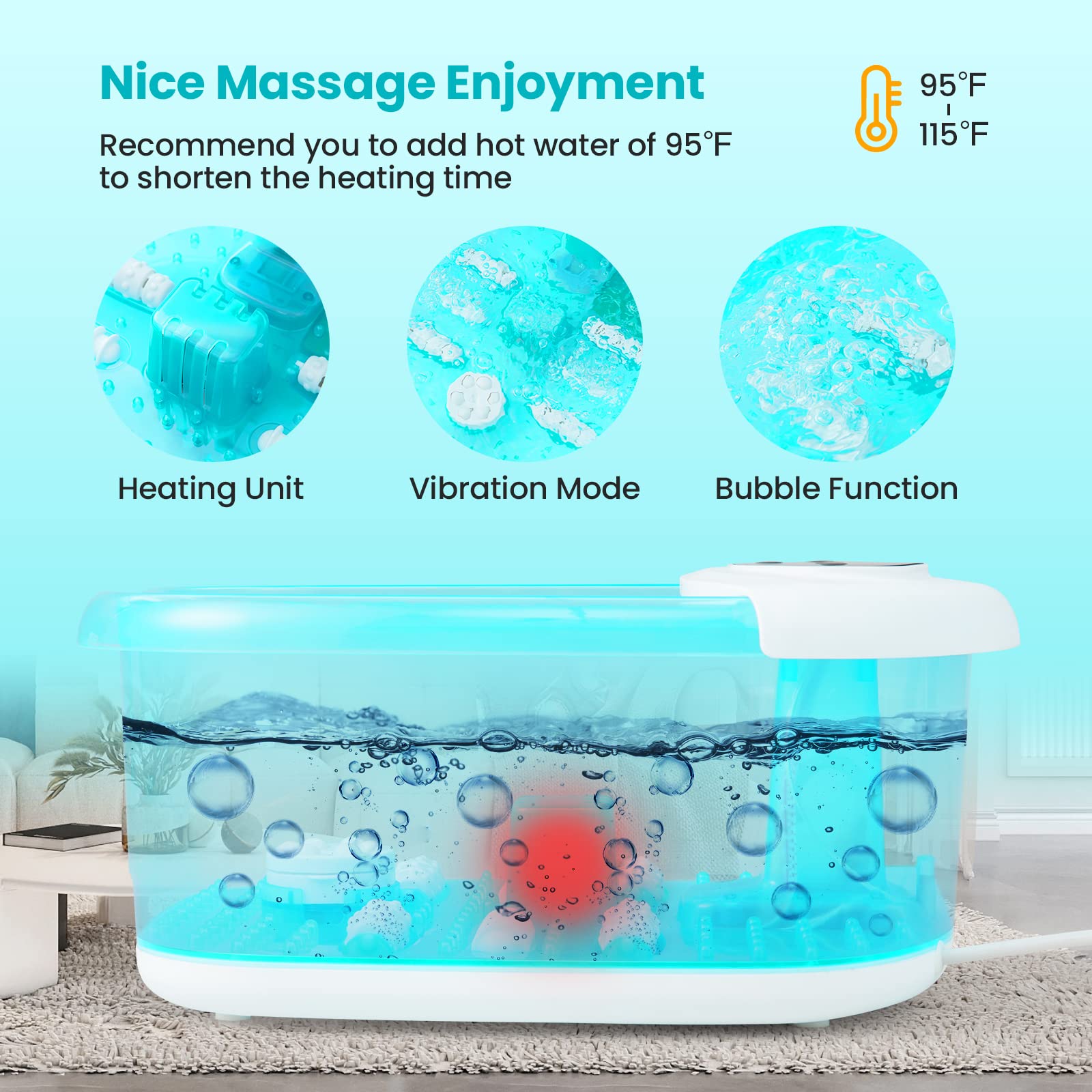 Giantex Foot Spa with Heat and Massage - Feet Bath Soak Tub w/Bubble, Vibration, Removable Pedicure Stone