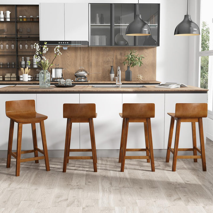 Giantex 2 or 4 Bar Stools Set with Low Back & Footrest