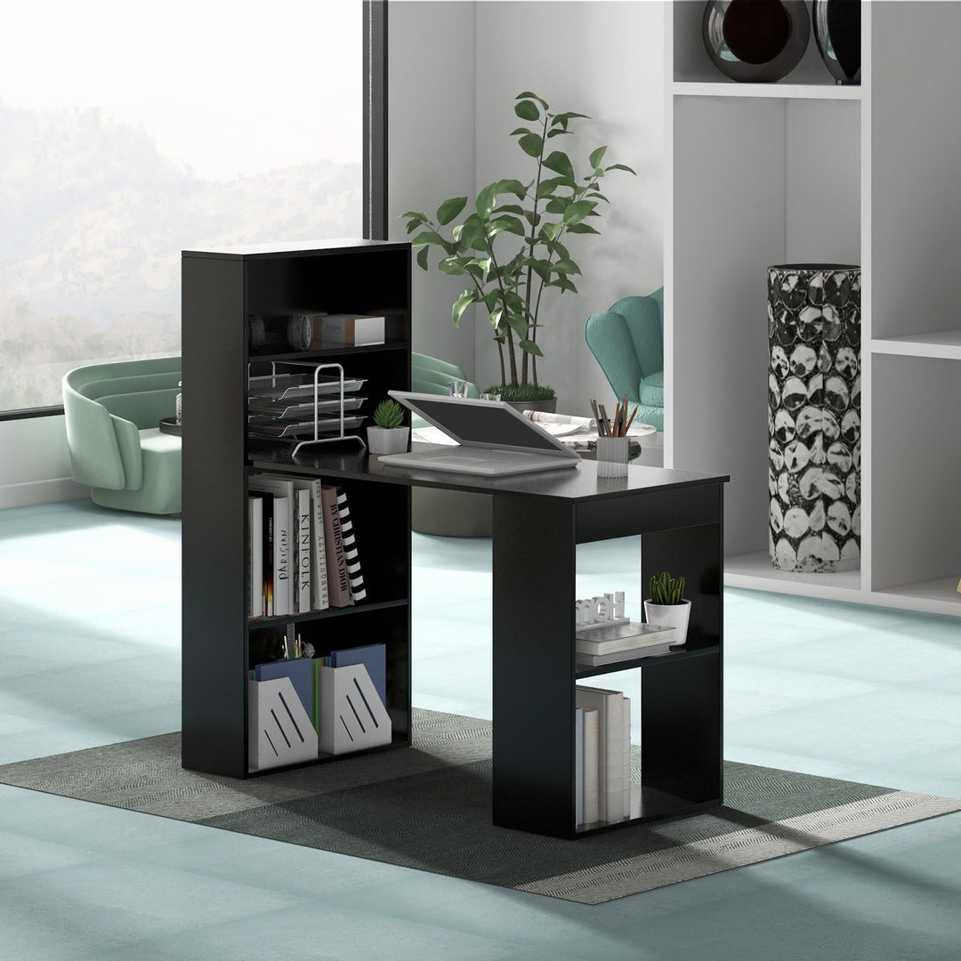 Giantex 48 Inch Computer Desk with Bookshelf, 3-in-1 Home Office Desk with 4-Tier Bookcase & CPU Stand