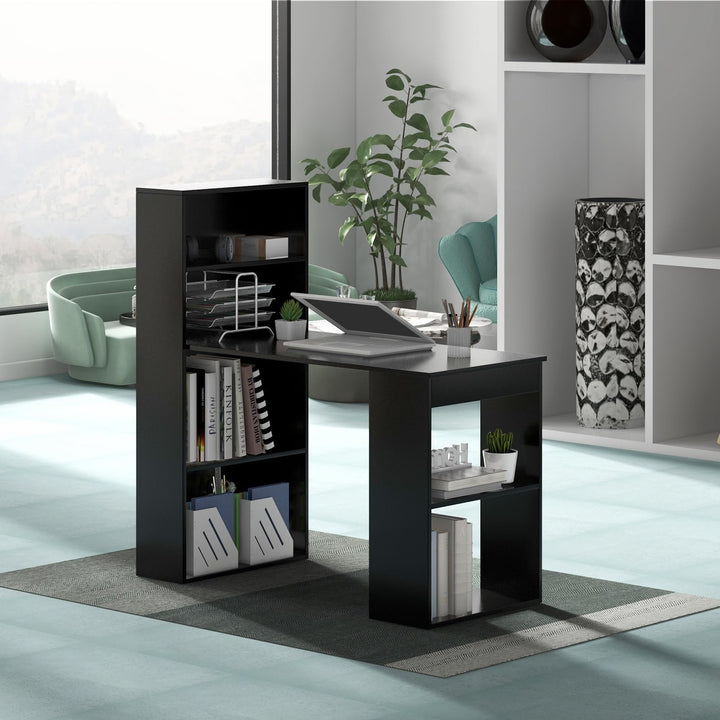 Giantex 48 Inch Computer Desk with Bookshelf, 3-in-1 Home Office Desk with 4-Tier Bookcase & CPU Stand