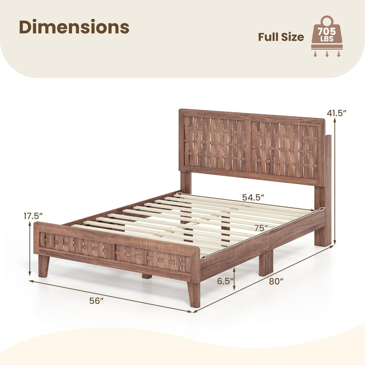 Giantex Wood Bed Frame with Woven Headboard (Full/Twin/Queen)