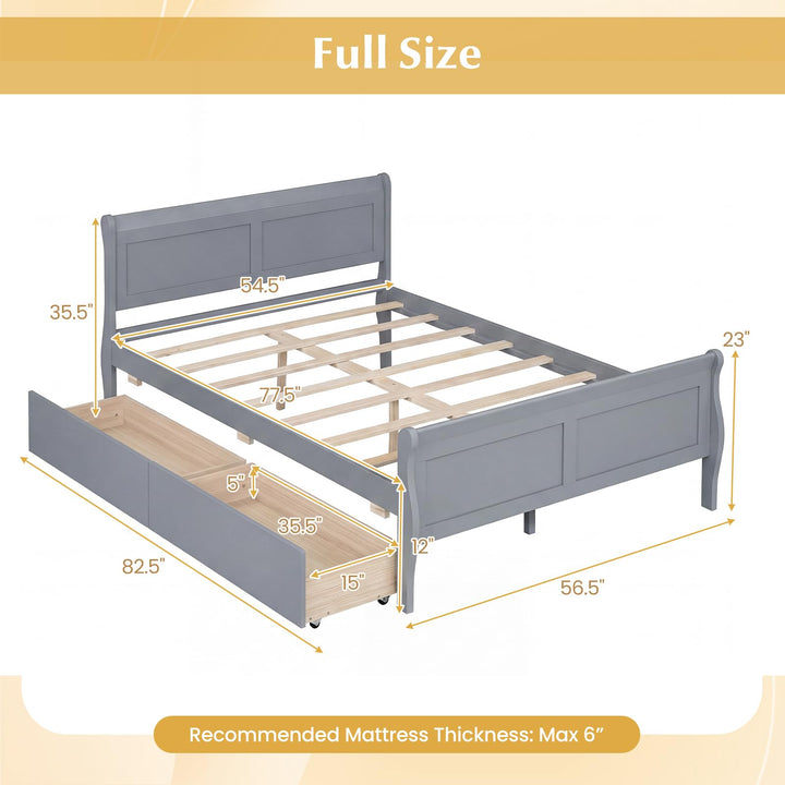 Giantex Twin/ Full/ Queen Bed with 2 Storage Drawers Wood Platform Bed with Headboard &amp; Footboard