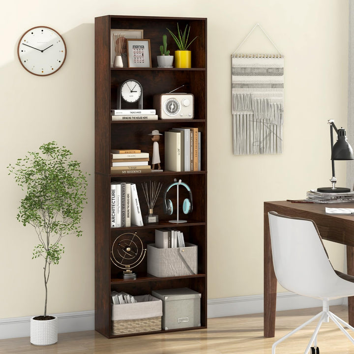 Giantex 6-Tier Bookcase, 70" Tall Wooden Bookshelf, Freestanding Storage Organizer w/Open Shelves