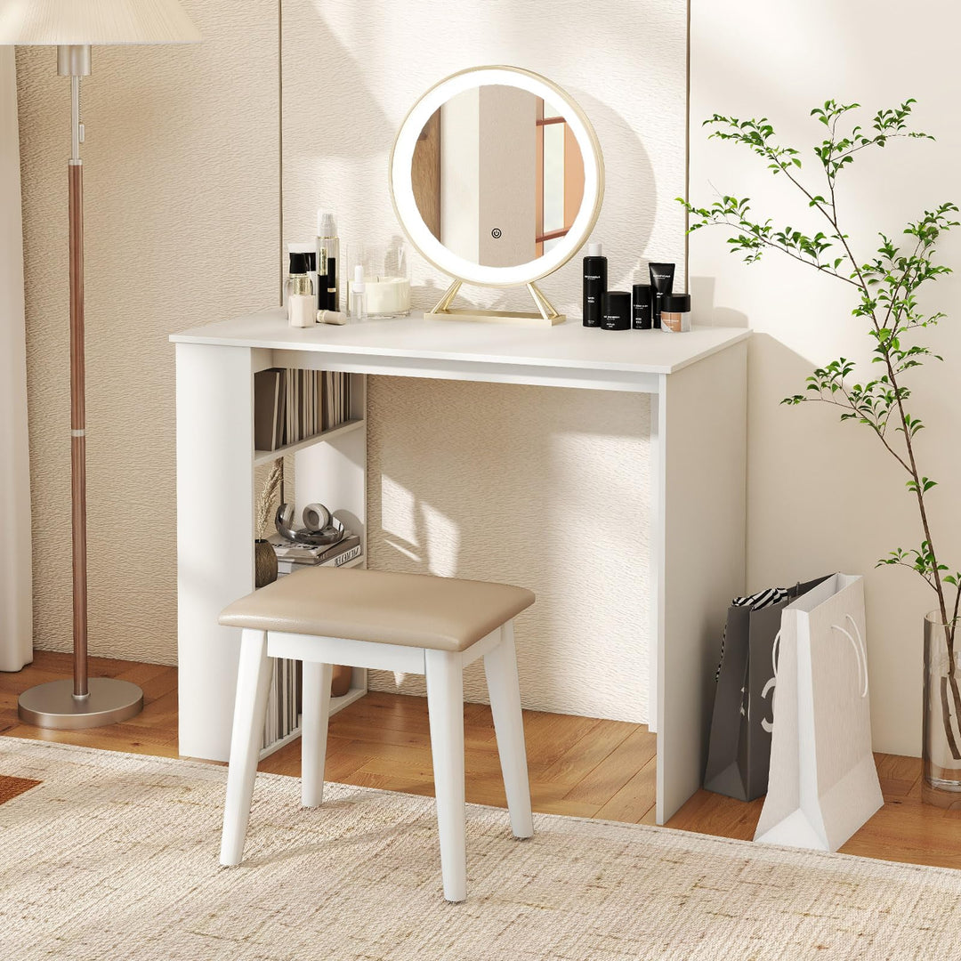 Giantex 35.5 Inch Compact Home Office Desk with Storage Bookshelf