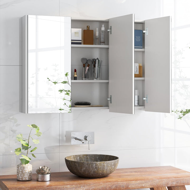 Giantex Bathroom Medicine Cabinet with Mirror - Extra Large Wall Mounted Cabinet with 3 Frameless Mirrored Doors