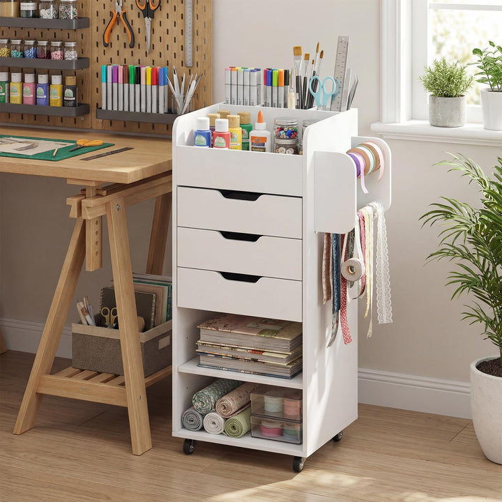 Giantex Craft Storage Cart - Utility Organizer Cart with 3 Drawers