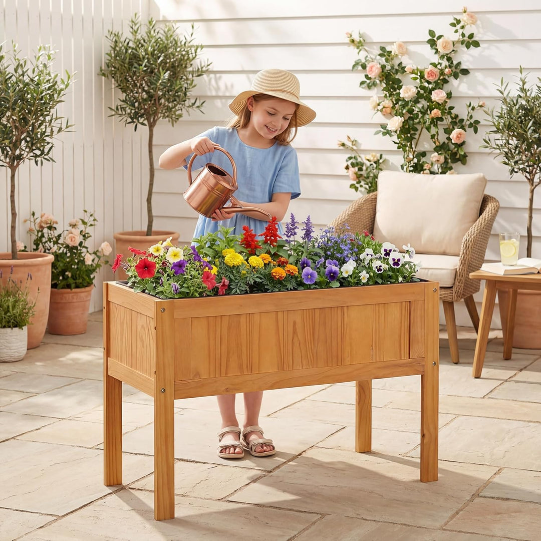 Giantex Solid Wooden Raised Garden Bed w/Legs (35”Lx 16”Wx24”H)