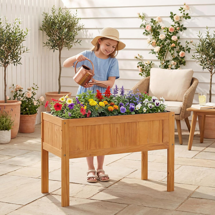 Giantex Solid Wooden Raised Garden Bed w/Legs (35”Lx 16”Wx24”H)