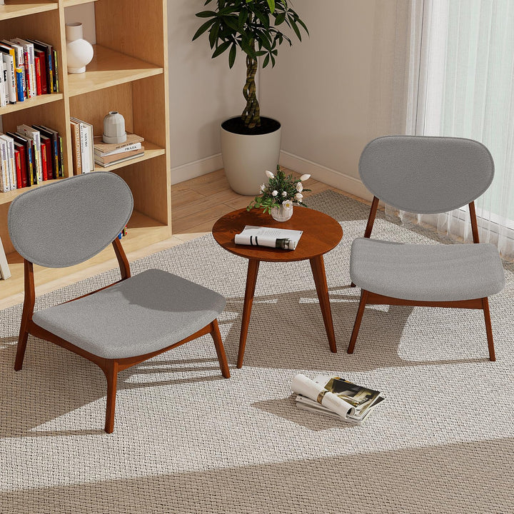 Giantex Lamb Velvet Fabric Upholstered Living Room Chairs with Side Table