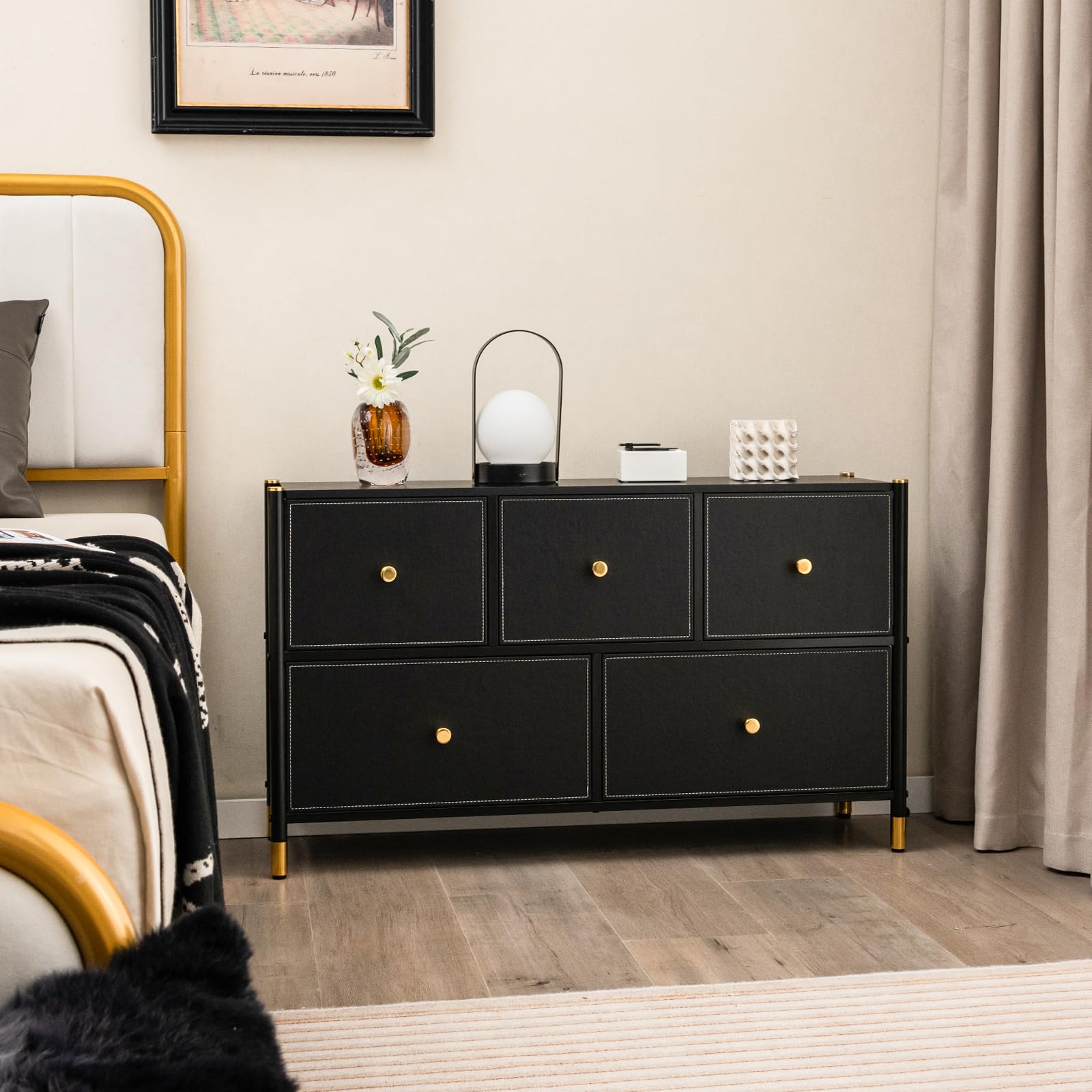 Giantex Dresser for Bedroom with 5 Storage Drawers - Fabric Dresser To Giantexus Giantex Dresser for Bedroom with 5 Storage Drawers - Fabric Dresser To Giantexus