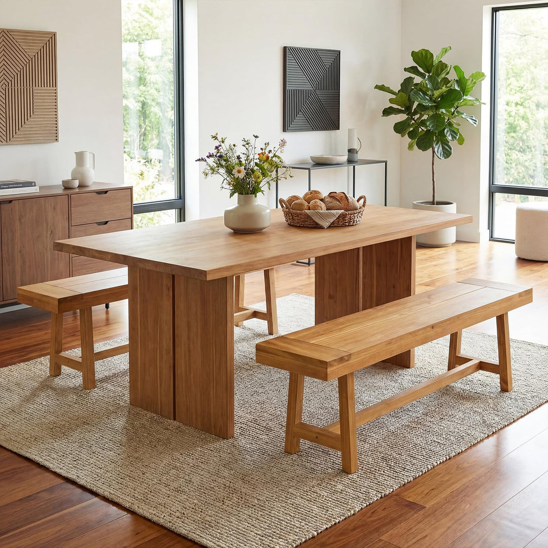 Giantex 63-Inches Dining Bench Teak Wood Outdoor Benches(1/2)