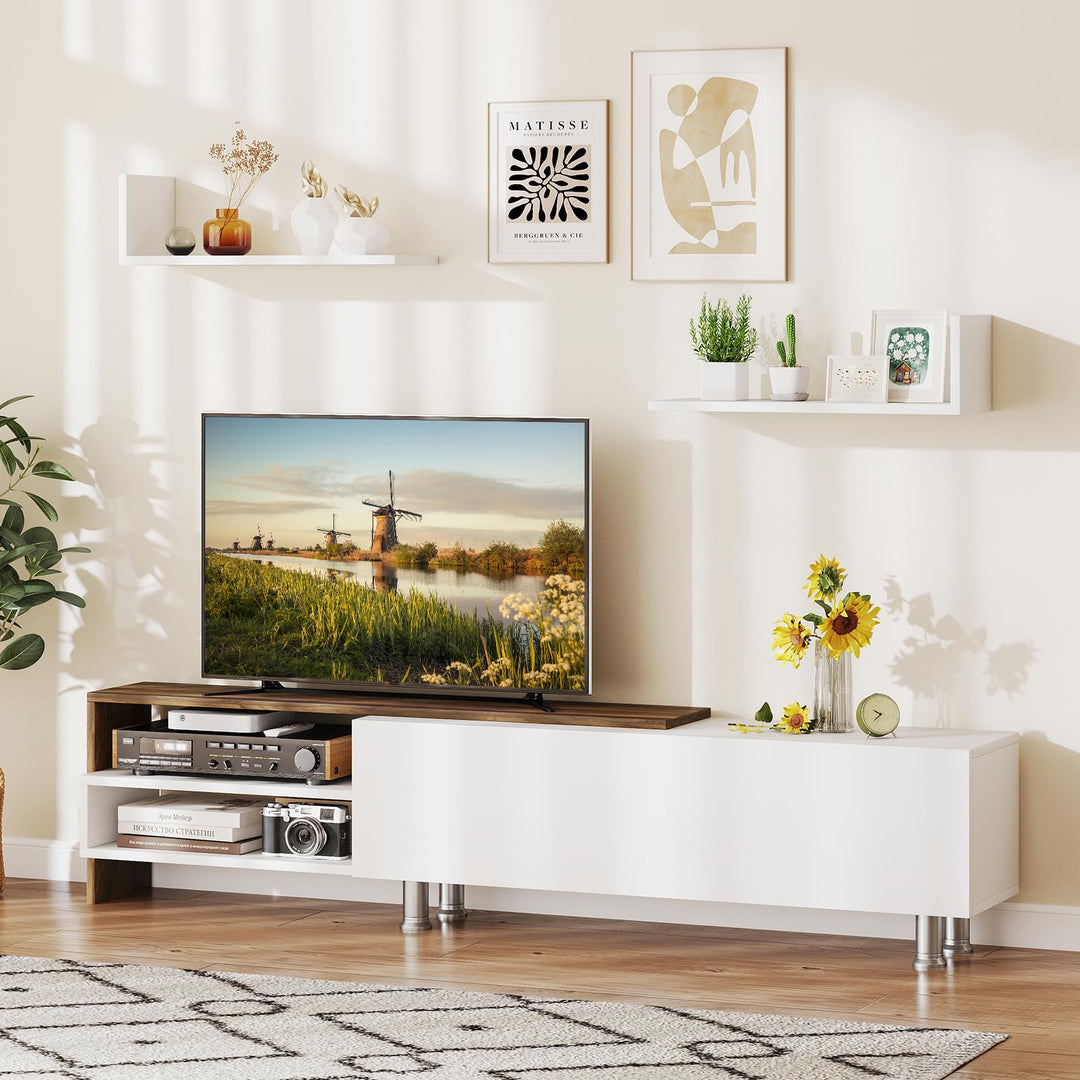 Giantex 80 Inch TV Stand and 2 Floating Shelves Set