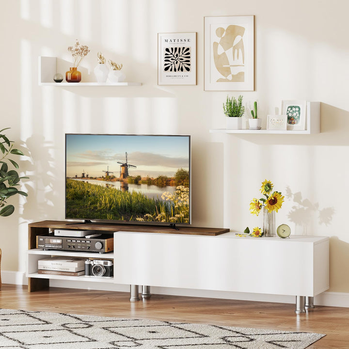 Giantex 80 Inch TV Stand and 2 Floating Shelves Set