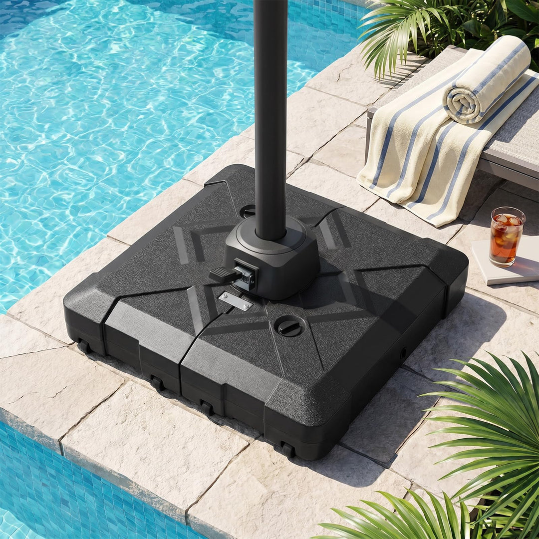 Giantex Rolling Cantilever Umbrella Base | 348 lbs Fillable Offset Patio Umbrella Holder