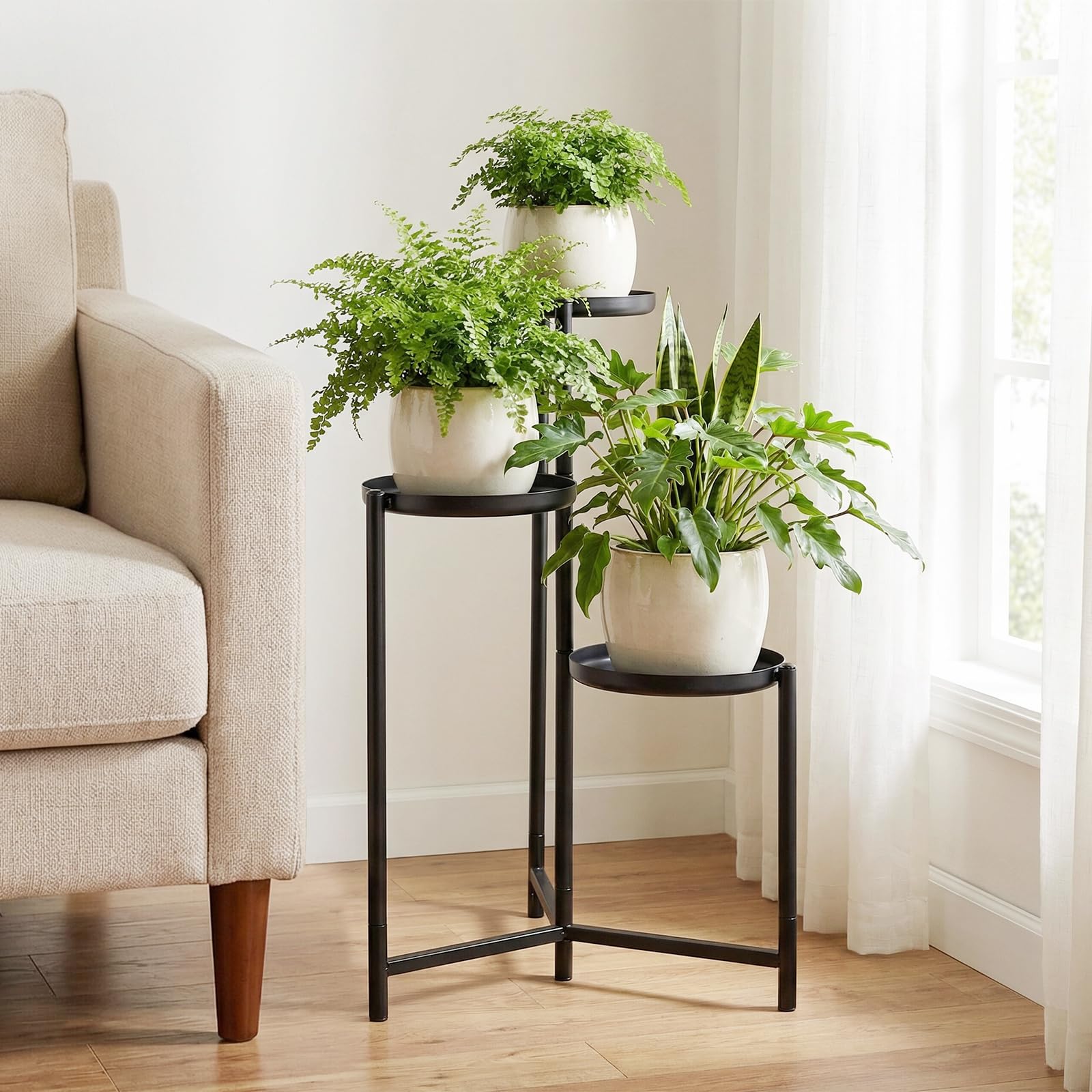 tall corner plant stand indoor Giantex 3-Tier Metal Tall Corner Plant Stand Indoor Outdoor