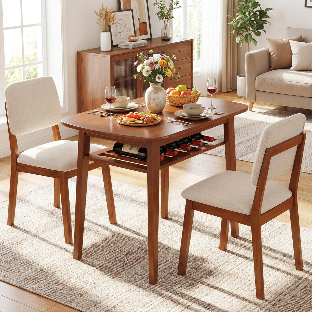 Giantex Space Saving Kitchen Table and Chairs Set w/Rubber Wood Frame