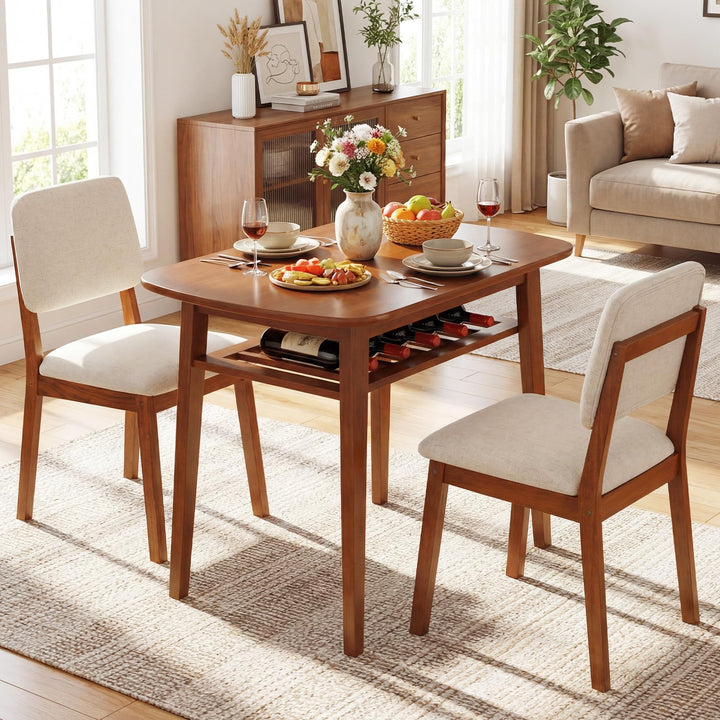 Giantex Space Saving Kitchen Table and Chairs Set w/Rubber Wood Frame