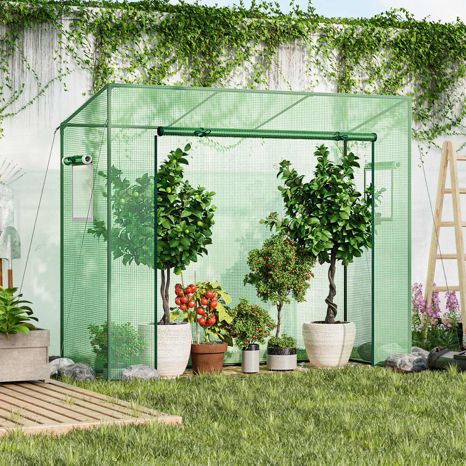 Giantex Outdoor Portable Mini Greenhouse w/ PE Cover & 4 Ground