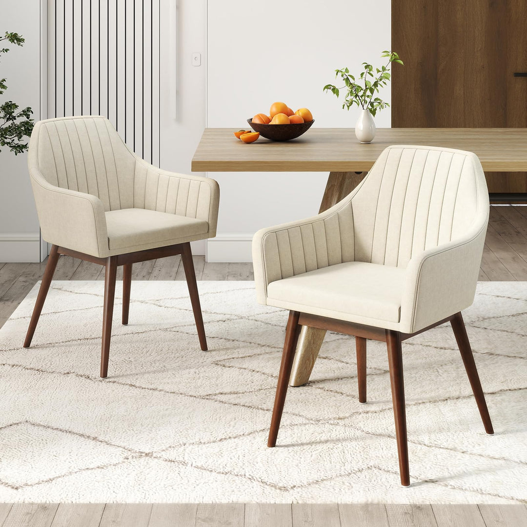 Giantex Upholstered Dining Chairs Set of 2/4 Mid Century Kitchen Chairs with Wrap-Around Backrest