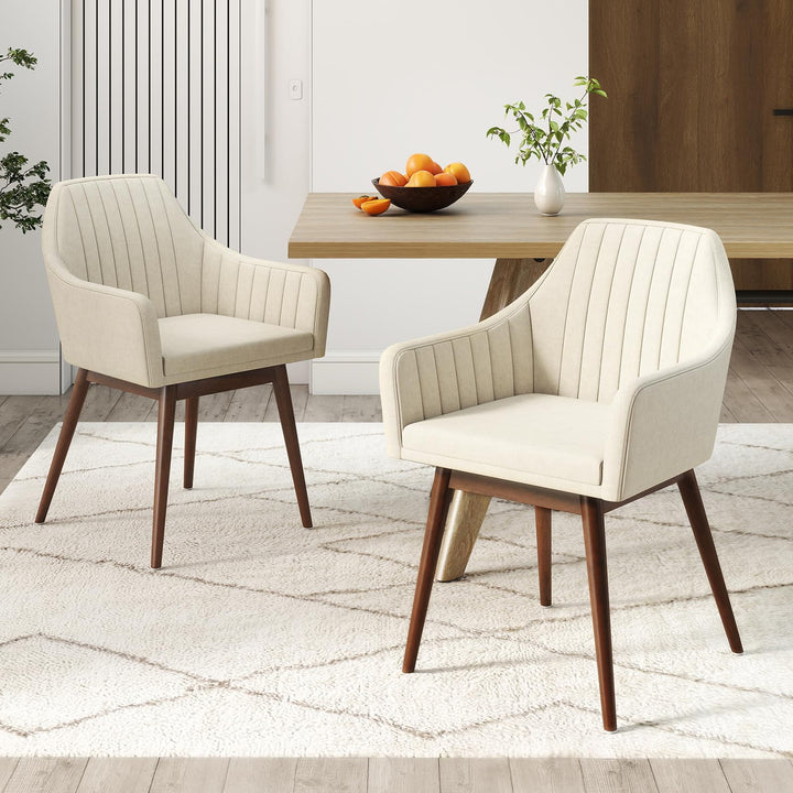 Giantex Upholstered Dining Chairs Set of 2/4 Mid Century Kitchen Chairs with Wrap-Around Backrest