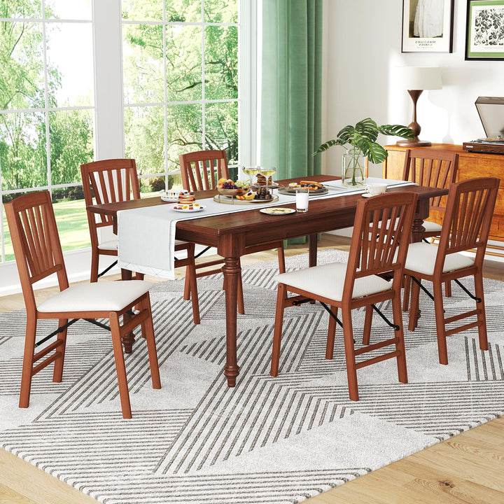 Giantex Folding Dining Chairs Set of 2/4, Modern Kitchen Chairs w/Padded Seat & Slatted Backrest, Rubber Wood Frame