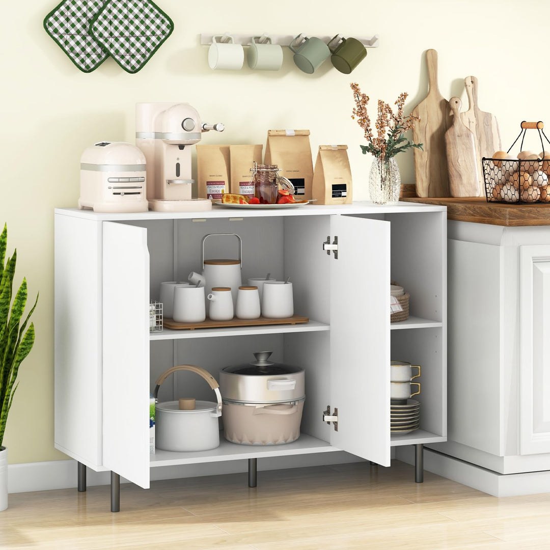 Giantex Buffet Cabinet with Storage, Wooden Sideboard with 2-Door Cabinet, 2 Cubes
