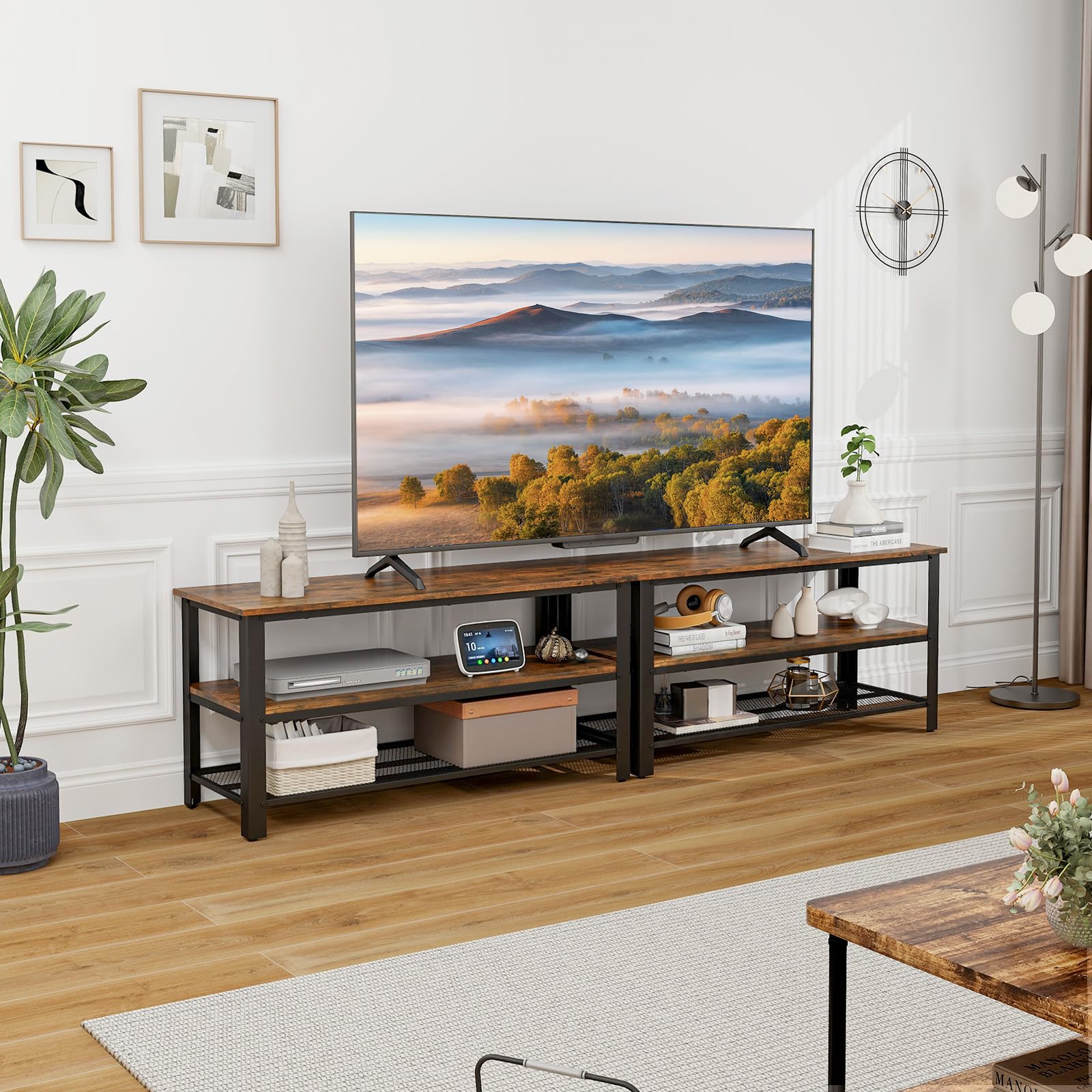 Giantex TV Stand for Bedroom and Living Room - 3-Tier Industrial Entertainment Center with Open Storage Shelves