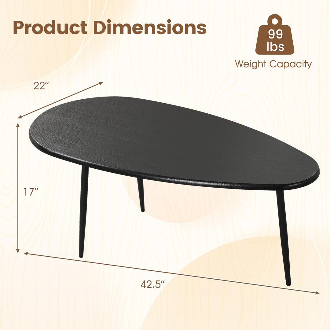 Giantex Oval Coffee Table | Mid Century Modern Center Table with Sturdy Metal Frame and Compact Design