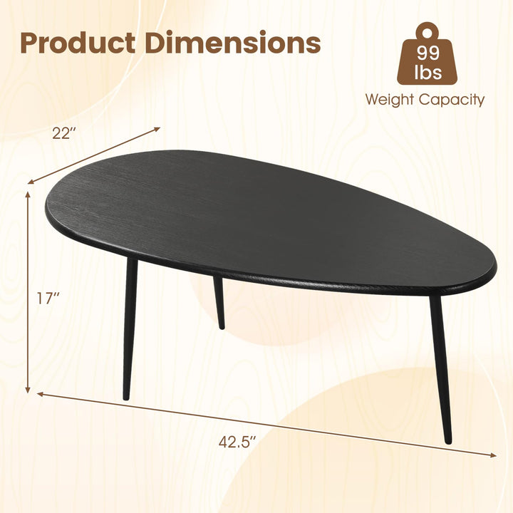 Giantex Oval Coffee Table | Mid Century Modern Center Table with Sturdy Metal Frame and Compact Design