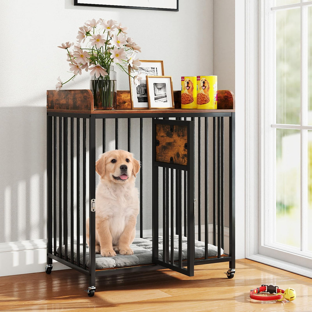 Giantex Dog Crate Furniture with Lockable Door & Wheels